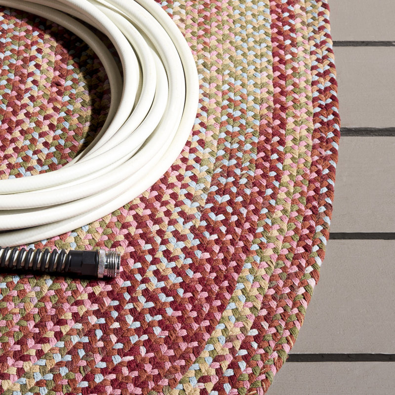 Tapis géométrique ovale en coton tressé à la main 3 pi x 5 pi Blitar - rouge / gris / vert, Oval 6 pi x 9 pi