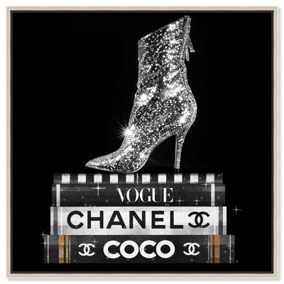 Cosmic Heel Boot and Books Canvas by Art Remedy