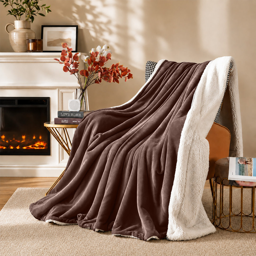 Sherpa Fleece Blanket - Reversible Ultra-Soft Warm Cozy Throw for Sofa & Bed