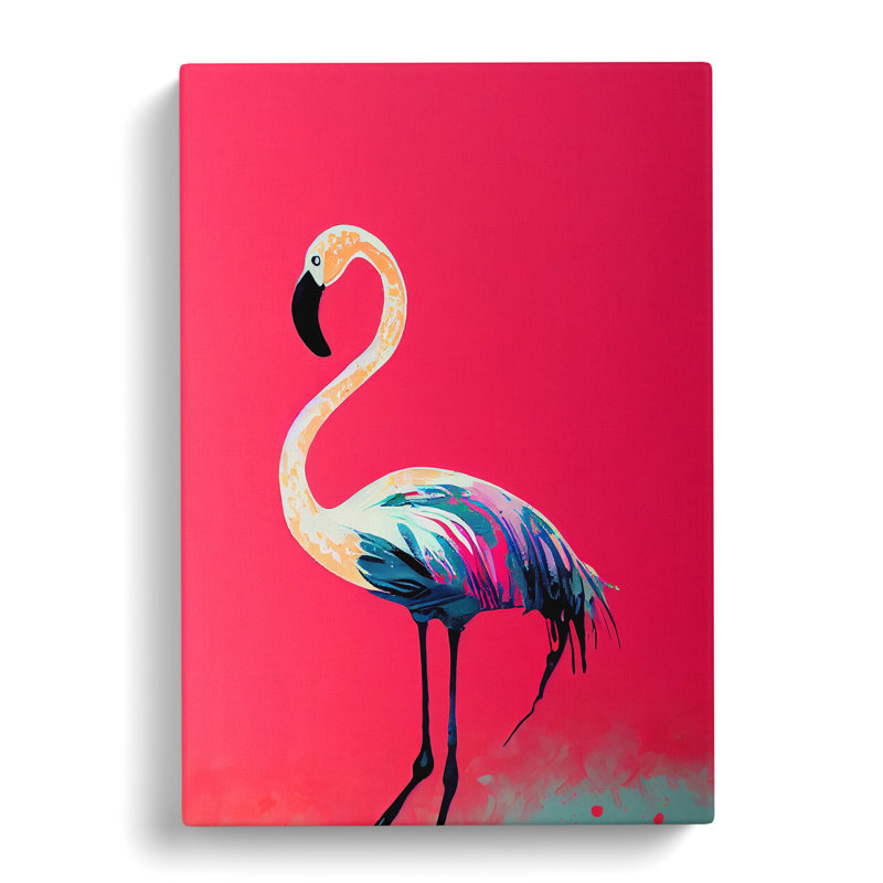 XC1022-1699X Content Flamingo - Wrapped Canvas Print, 50cm H x 35cm W x 3cm D