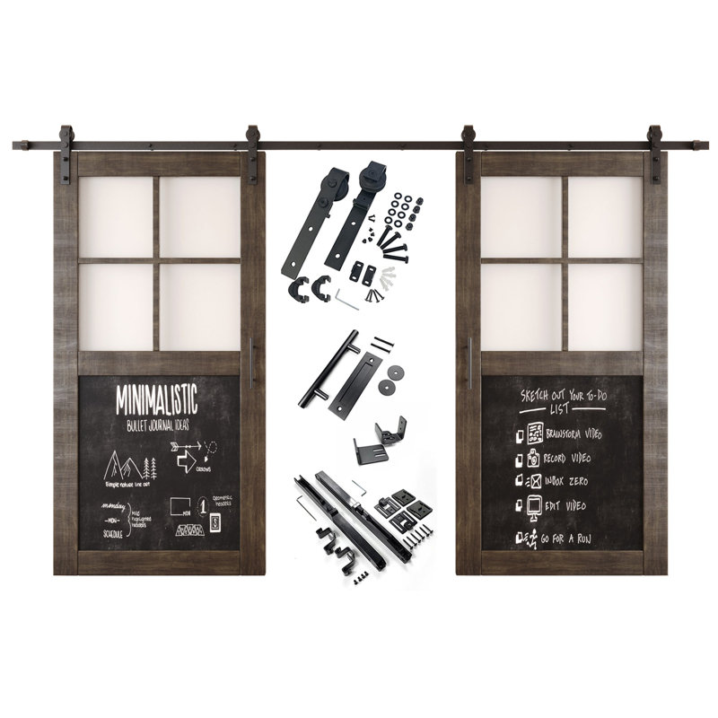 Portes de grange non assemblées et finies avec tableau noir de 36 po x 80 po Homacer Ebony, 36" X 80"