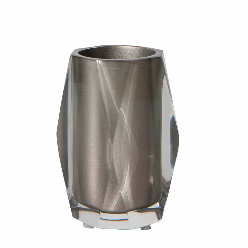 Gray Faceted Resin Bathroom Vanity Tumbler