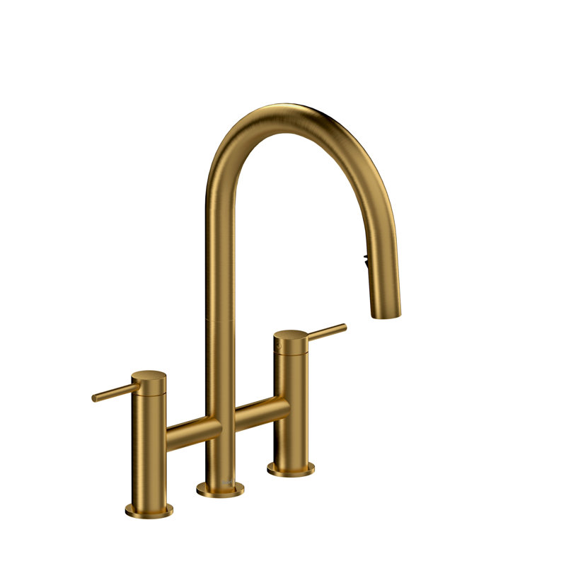 Azure Bridge Pull-Down Kitchen Faucet With C-Spout, Brushed Gold