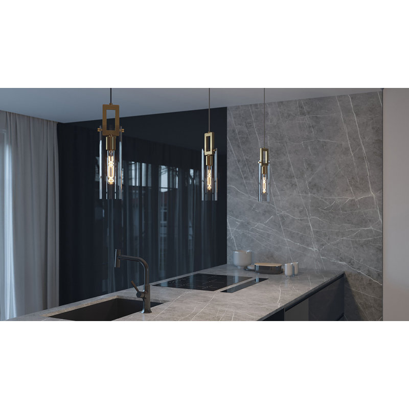 Luminaire suspendu 4 po Dessie, Laiton clair antique