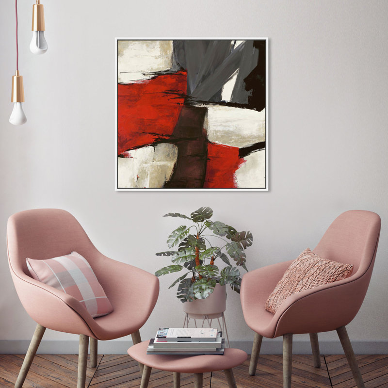 Abstrait Sai - Rubrum - impression sur toile tendue, Toile avec cadre, H 24 po x l 24 po, Blanc