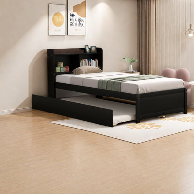 Lit simple en bois de pin, gigogne moderne, peu encombrant