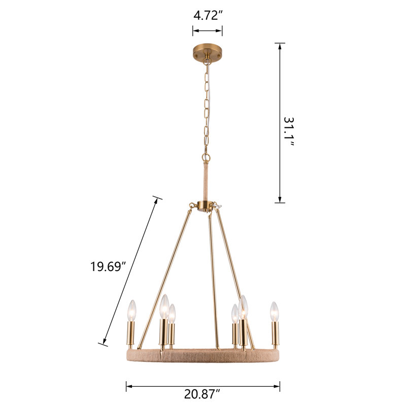 Lakin 6 - Light Dimmable Wagon Wheel Chandelier