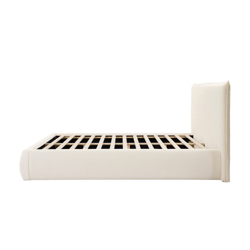 June King Upholstered Bed, King, White 