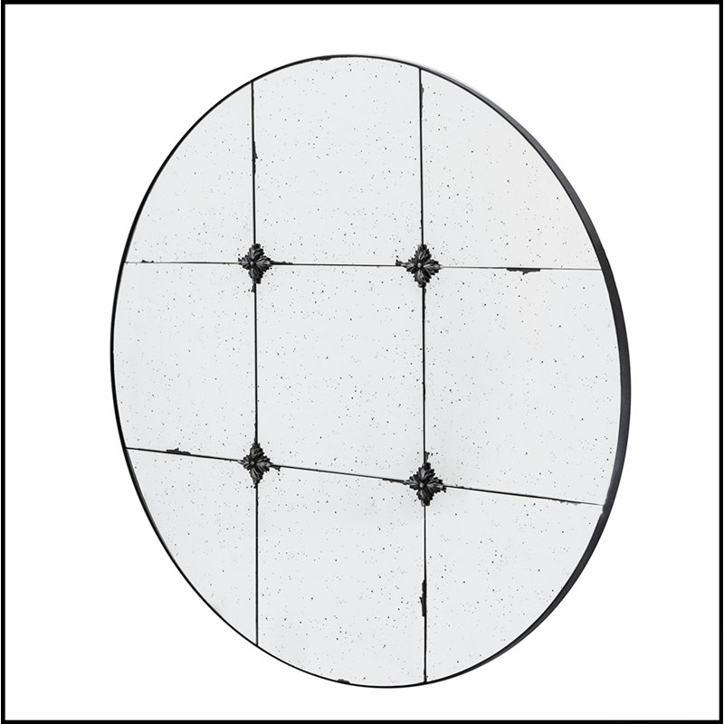 Miroir mural rond en verre antique D36