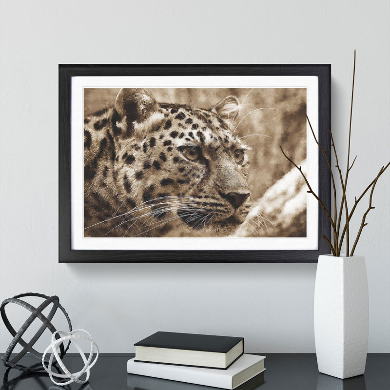Leopard Vol.3 - Picture Frame Painting, Black Framed, 48cm H x 65cm W x 2cm D