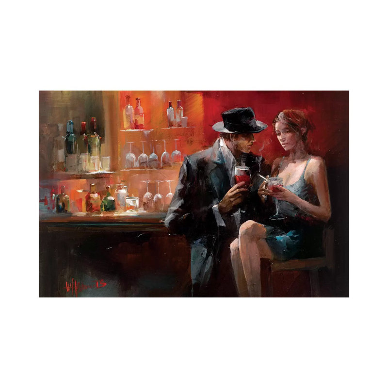 Evening In The Bar I by Willem Haenraets - Wrapped Canvas Painting, 101.6 cm H x 66.04 cm W x 3.175 cm D