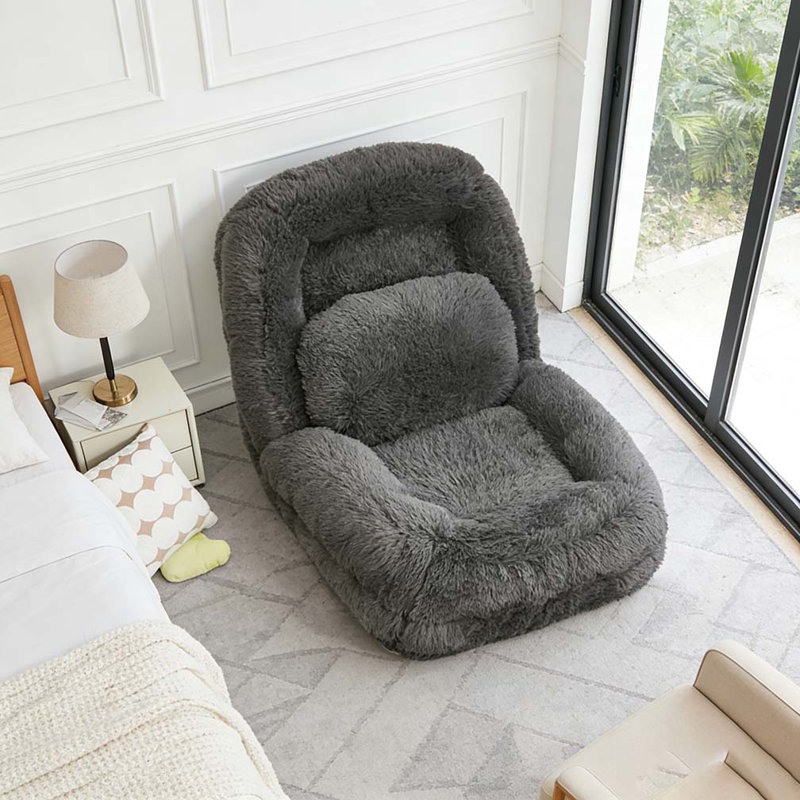 Lit pour chien humain, canapé paresseux, convertible réglable à 5 positions, Gris foncé