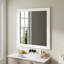 32-Inch Square Matte White Bathroom Mirror, Distinctive Design And Hassle- Installation Easy