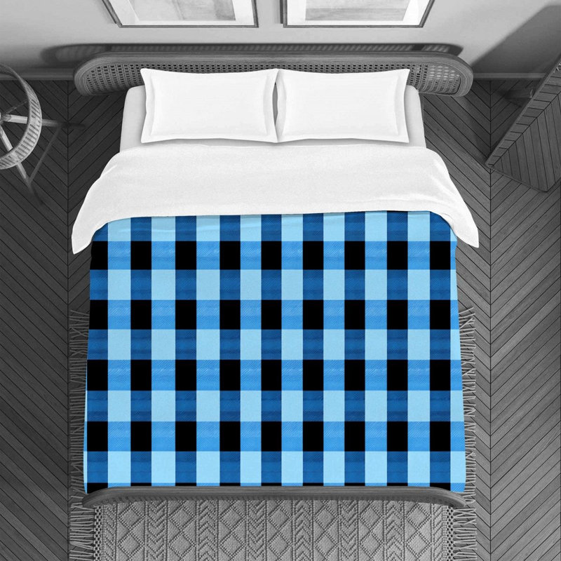 Housse de couette , Housse de couette pour lit simple, Noir / Bleu