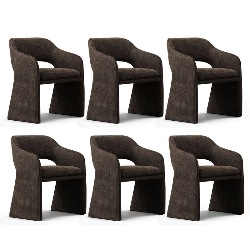 19" Seat Height Upholstered Dining Armchair, Brown