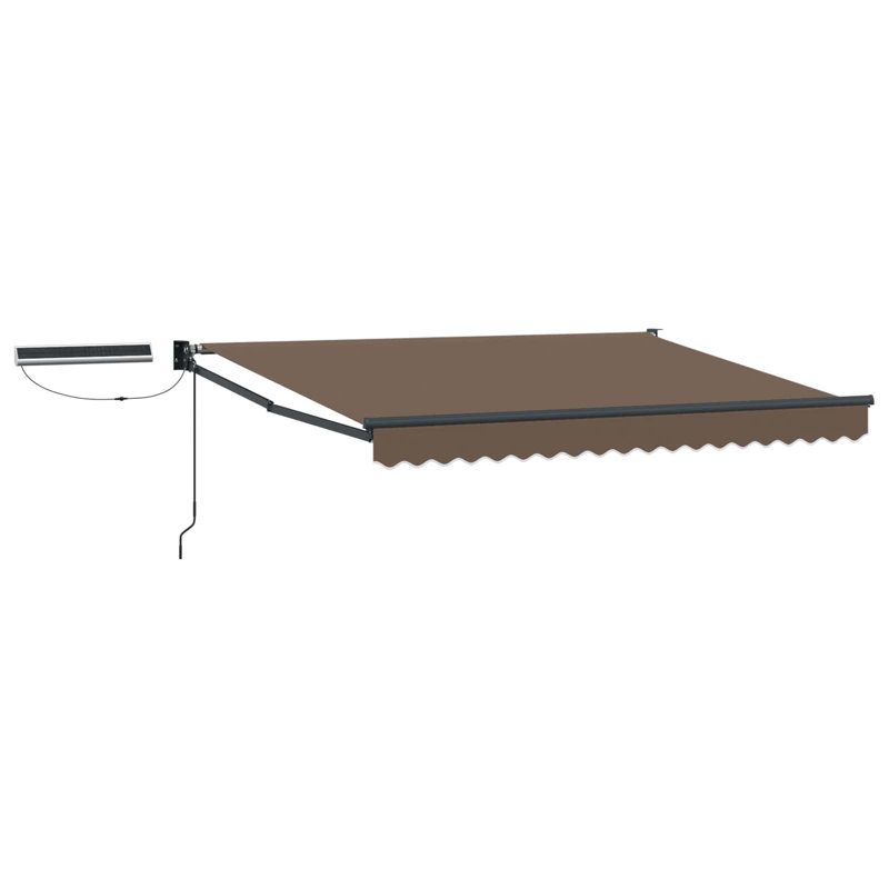 VidaXL Polyester Cover Retractable Patio Awning, 165cm H x 300cm W x 250cm D, Black/Taupe