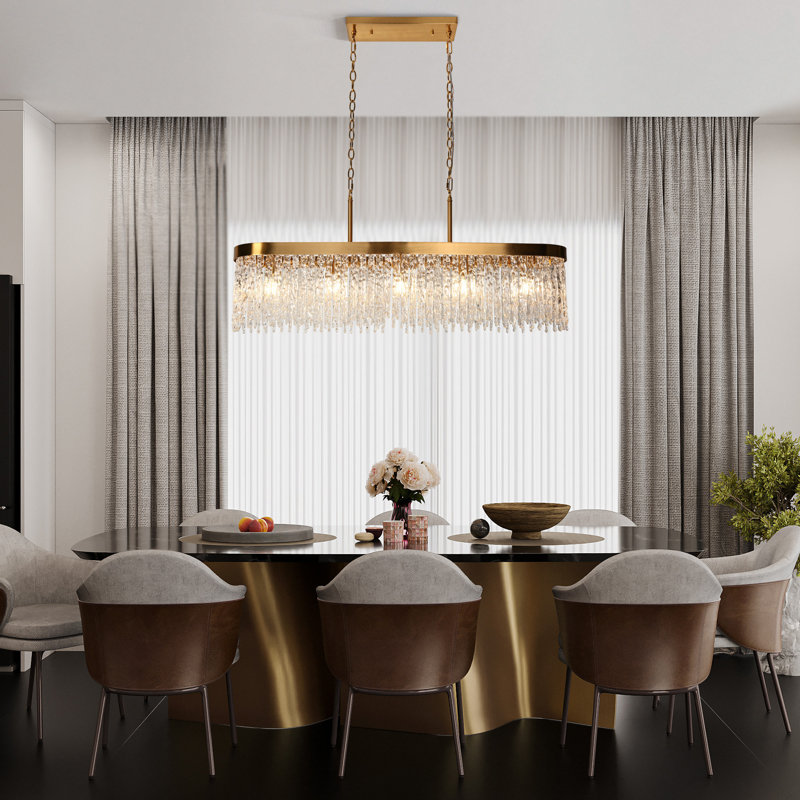 Gold and Clear Glass 5-Light Kitchen Island Chandelier