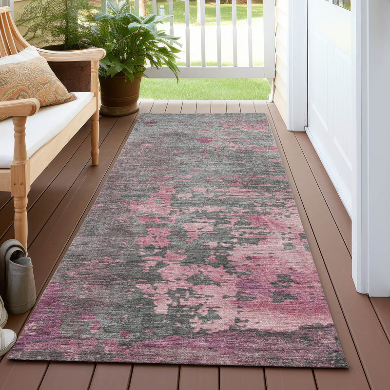 Tapis intérieur / extérieur rose Elon , 2'3" x 7'6"