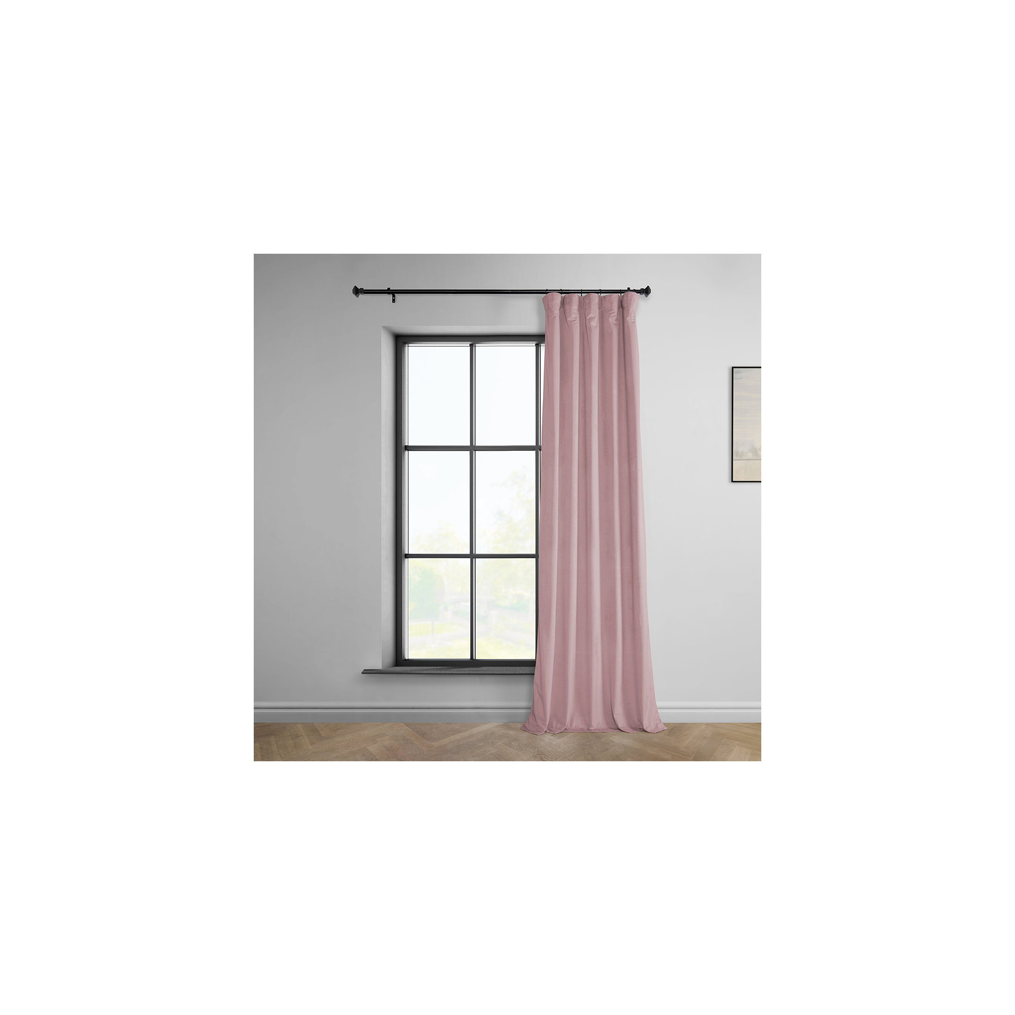 Matra Plush Velvet Curtains for Bedroom - Room Darkening Curtains for Living Room Window Single Panel, Ballet Pink