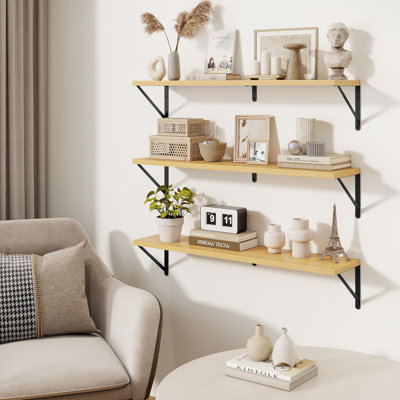 3 Piece Wood Floating Shelf