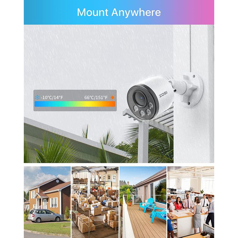 8CH PoE Security Camera System with 1TB HDD, 4MP Outdoor PoE Cameras with Audio, Motion Sensor, Black/White