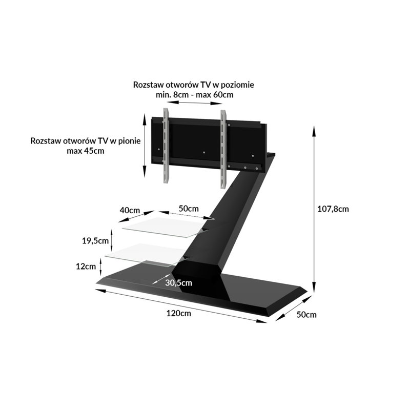 Codan Unfinished TV Stand for TVs up to 55", Black