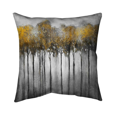 Abstract Yellow Forest Gray Pillow - Contemporary Home Decor