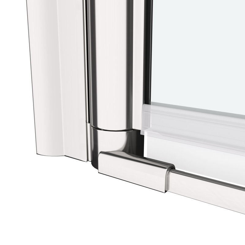 Polished Shower Door With 1/4" Tempered Glass - Universal Pivot, Wall Channel, #304 Stainless Steel Handle, , Easy Installation, Smooth Pivot System, Good Leak Resistance, 28-29 3/8" Adjustable Cover