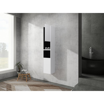 Bathroom Side Cabinet, 12", Wall Mounted, 2 Soft Close Doors, White Simple Style Mounted Classy Look And Design