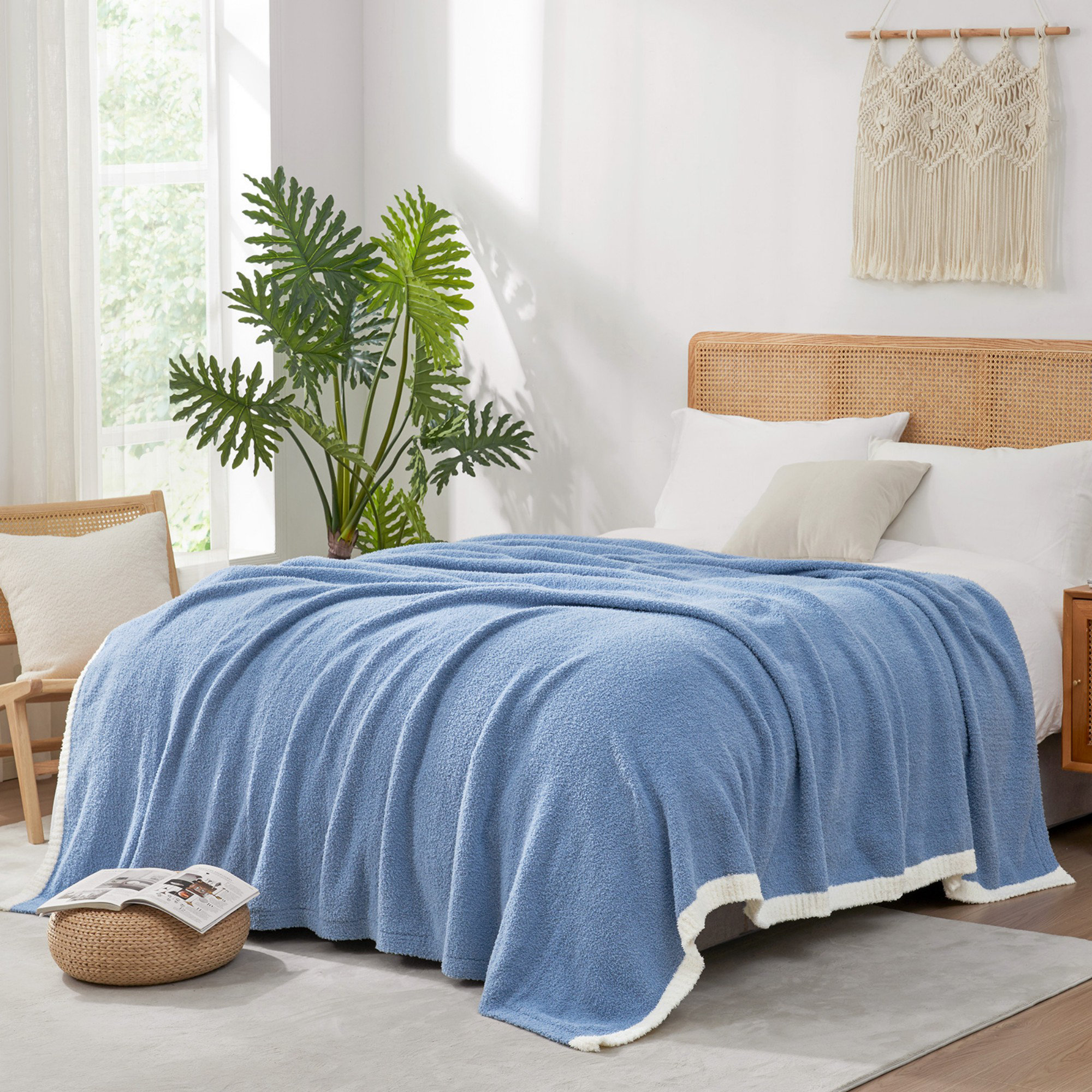 Snuggle Sac Reversible Knit Throw Blanket, Ultra Soft Queen Sized Bed ...