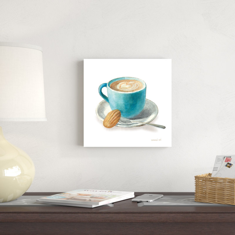 «Wake Me Up Coffee I On White» par Danhui Nai - peinture sur toile tendue, H 12 po x l 12 po x P 1,25 po