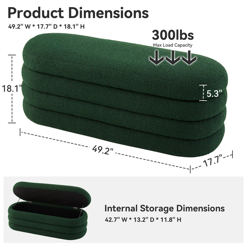 Rilie Upholstered Ottoman, Green