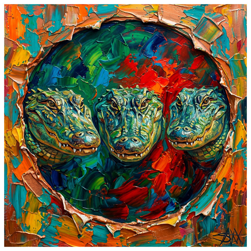 Coussins décoratifs Abstract Crocodile Trio, 14 x 14 inches