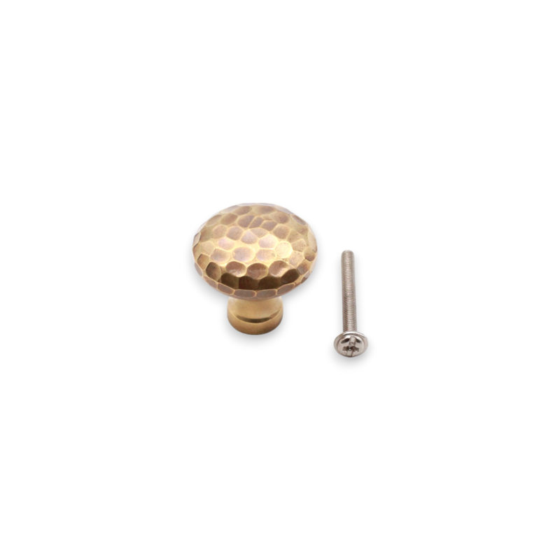 Hammered Mushroom Cupboard Knob, 3.8 cm, Aged Brass