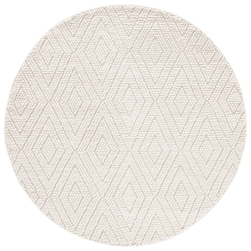 Natura Hand Woven Wool Pile With Cotton Backing Geometric Rug, Round 6'