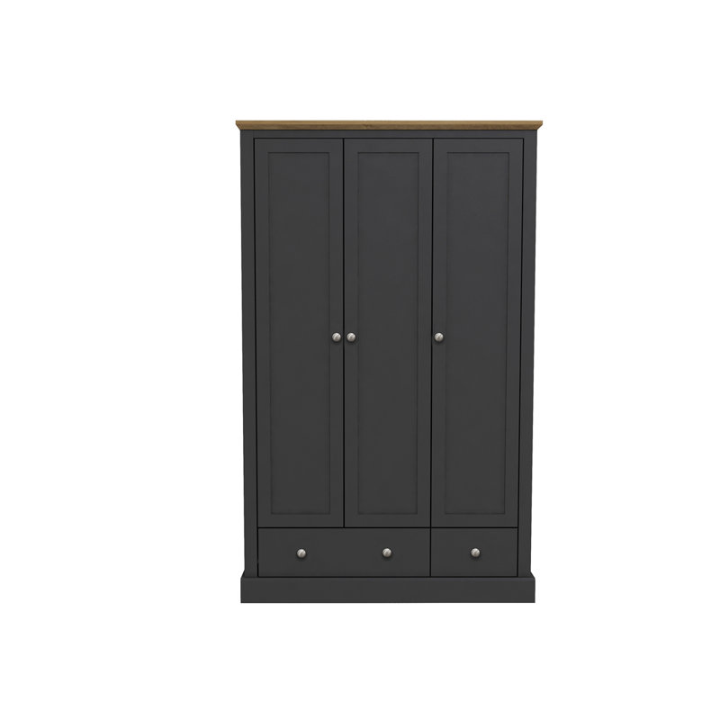 Devon Oak 3 Door Wardrobe, Charcoal