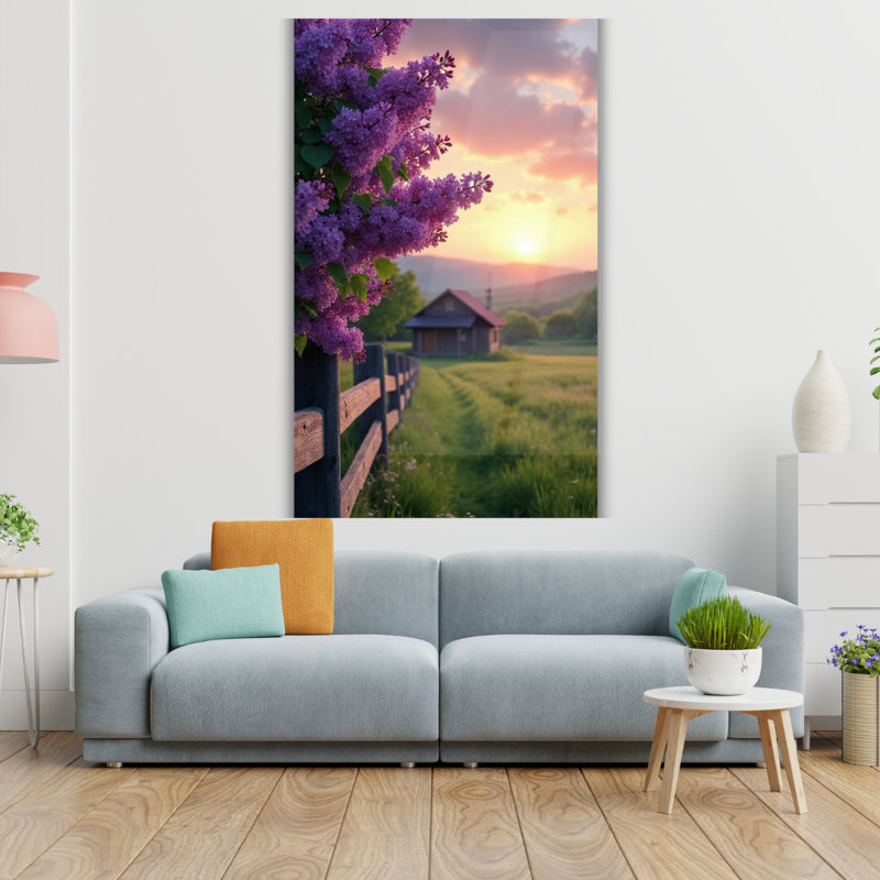Art mural en verre trempé Lilas, H 24 po x l 18 po