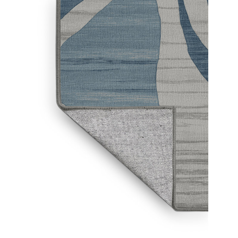 Tapis abstrait gris lavable à la machine, Rond 4 pi