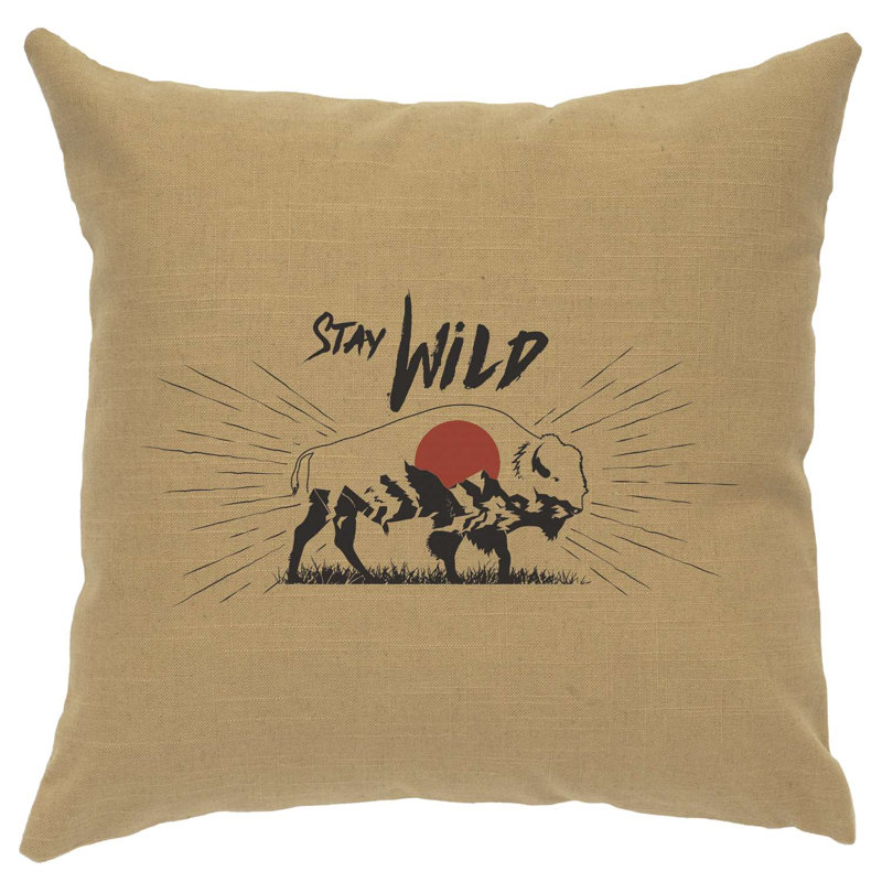 Coussin Wooded River Image - Stay Wild - Lin gris, Gris