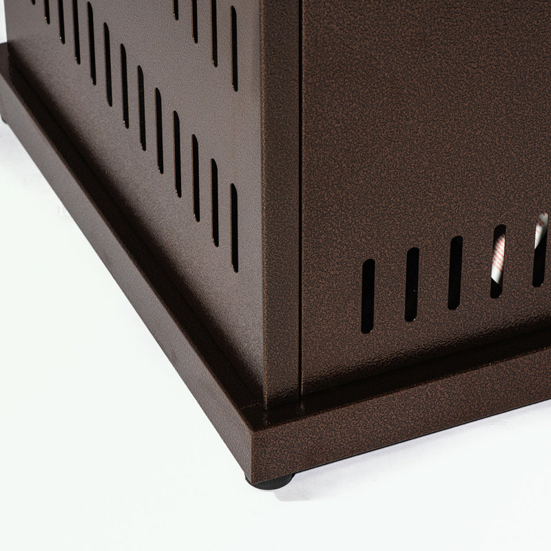 Table carrée avec foyer en acier inoxydable