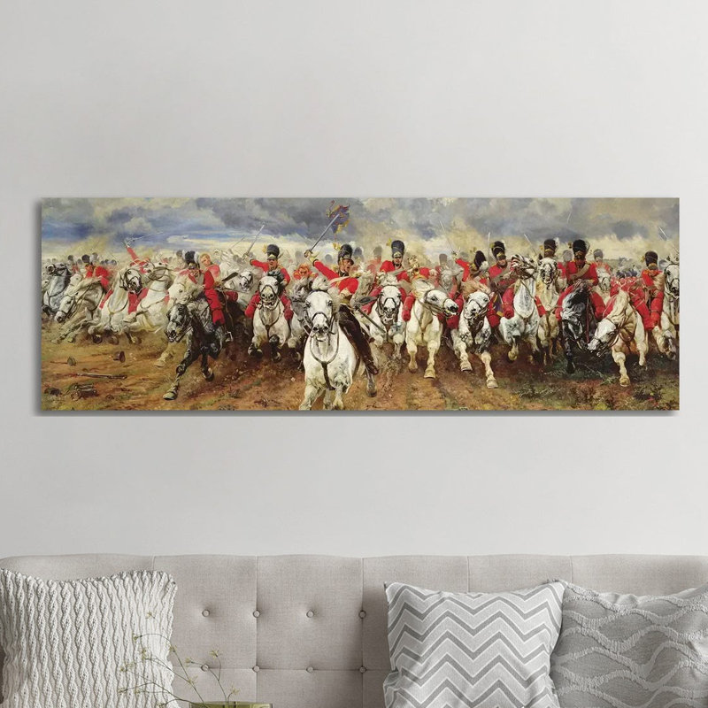 Scotland For Ever! 1881 by Lady Butler - Panoramic Painting on Canvas, Wrapped Canvas, 40.64cm H x 121.92cm W x 1.91cm D