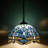Tiffany Pendant Light Plug in Stained Glass Hanging Lamp Wide 12 Inch, Chain 33 Inch, Cord 15 Feet -Sea Blue Dragonfly