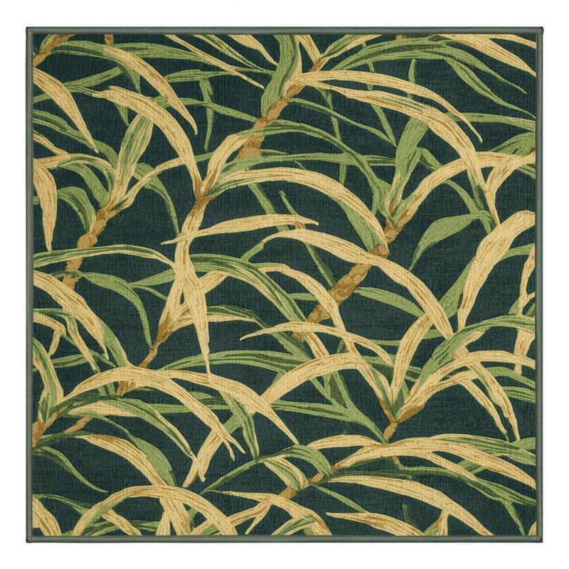 Washable Sugar Cane Hawaiian Area Rug, Square 3'