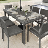 Martha Stewart 71" Outdoor Rattan Wicker Patio Table with Engineered Wood Top