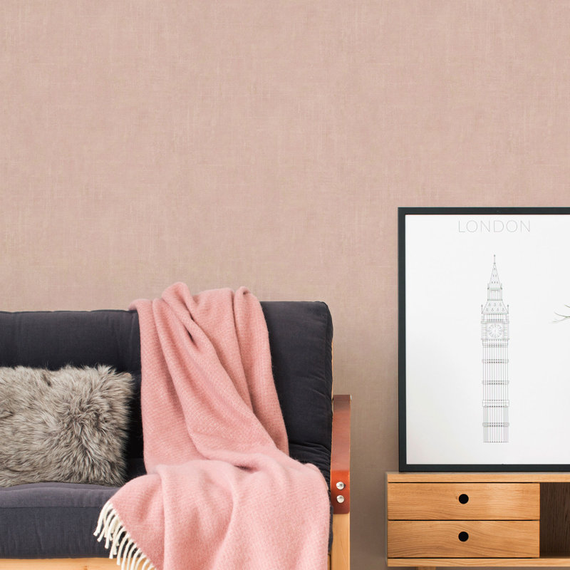 10.05m x 53cm Textured Matte Wallpaper Roll, Pink