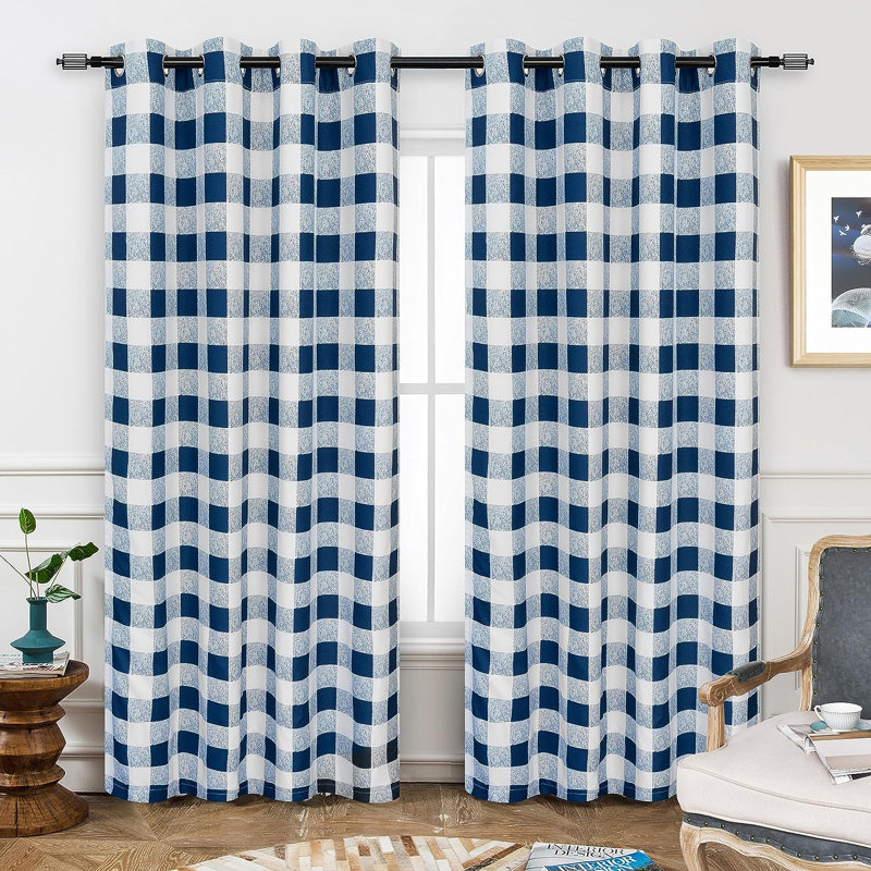 Burtonsville Buffalo Plaid Curtains 2 Panels Grommet Curtain Blackout Thermal Insulated Window Drapes, 52" W x 84" L, Navy