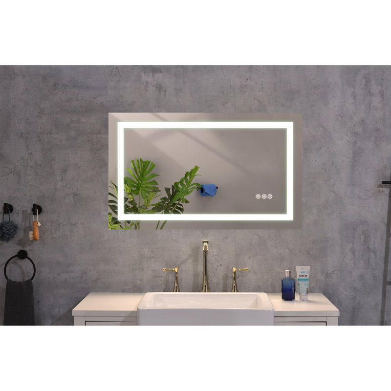 bathroom led mirror is multi-functional and each function is controlled by a smart touch button., 40" x 22"