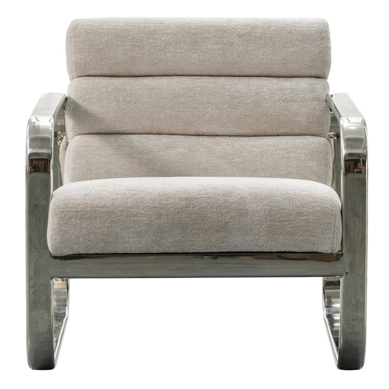 Chaise d'appoint Greyhound en chenille martelée, Chenille beige