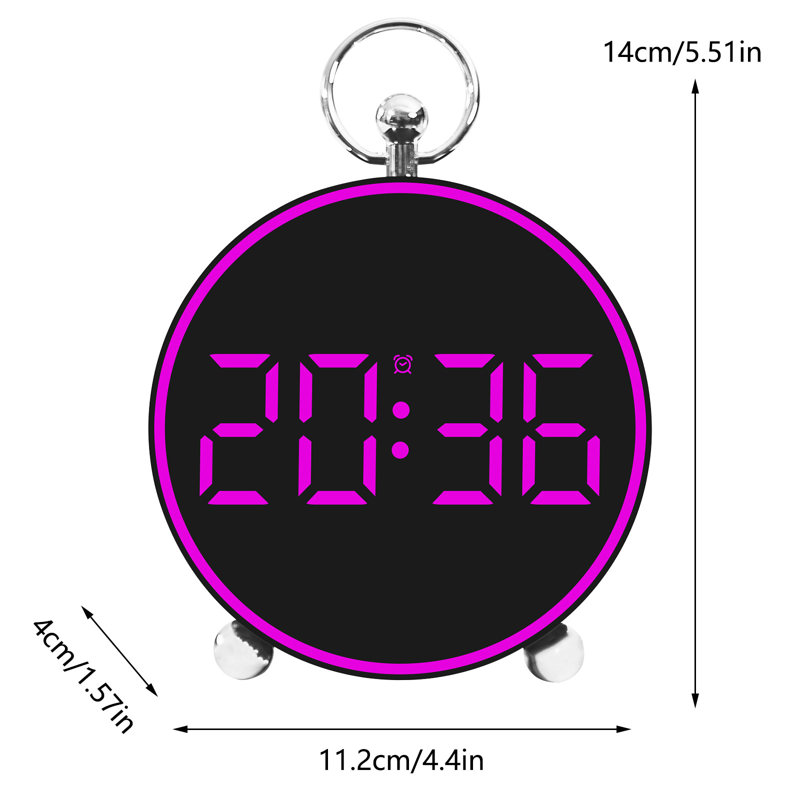 electronic clock Alarm Clock  Electronic Clock LED Clock Home Bedside Clock Temperature Clock Plastic Clock, Hot Pink