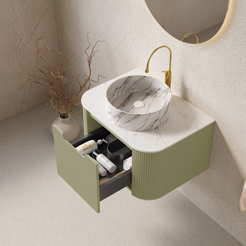 Ensemble de meuble-lavabo mural 24 po Echoe, Vert clair, 24.02"